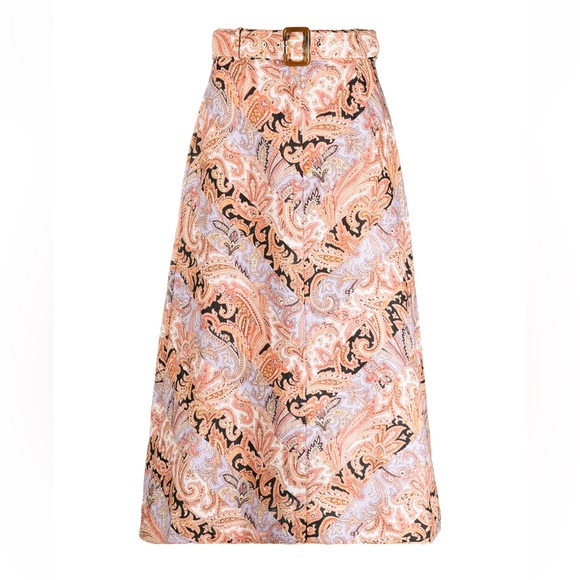 Zimmermann Dresses & Skirts - Zimmermann Wild Botanica Paisley-print Belted Linen Skirt